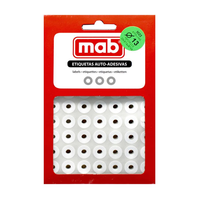 ETIQUETAS ADESIVAS DE REFORÇO MAB PARA ARGOLAS DOSSIER