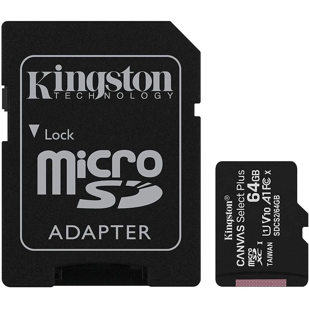 MODULO MICRO SD 64GB CL10 100R C/ADAPT KINGSTON